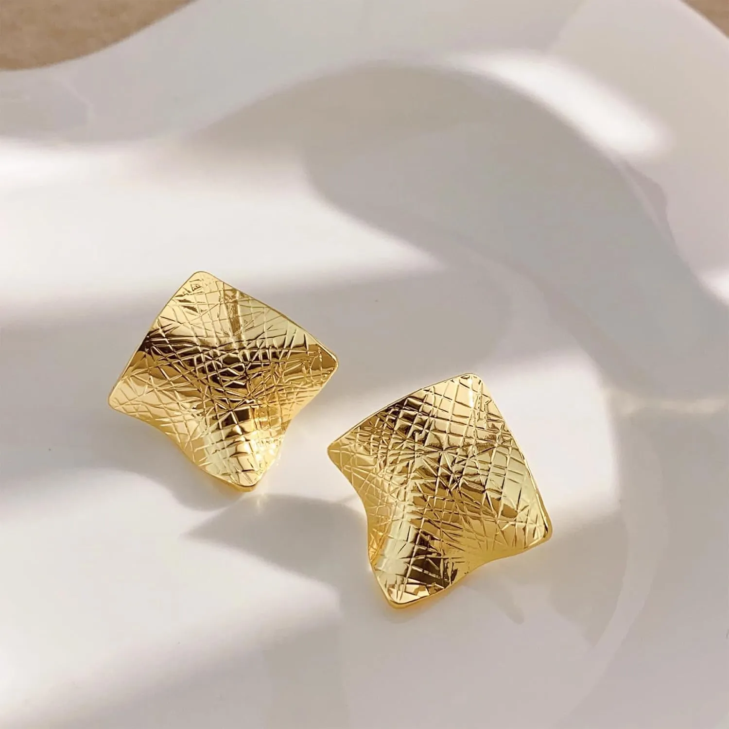 Unique Abstract Earrings For Women,Geometric Statement Stud Earring Large Hypoallergenic Earring for Gift