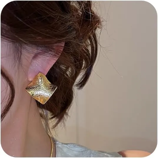 Unique Abstract Earrings For Women,Geometric Statement Stud Earring Large Hypoallergenic Earring for Gift