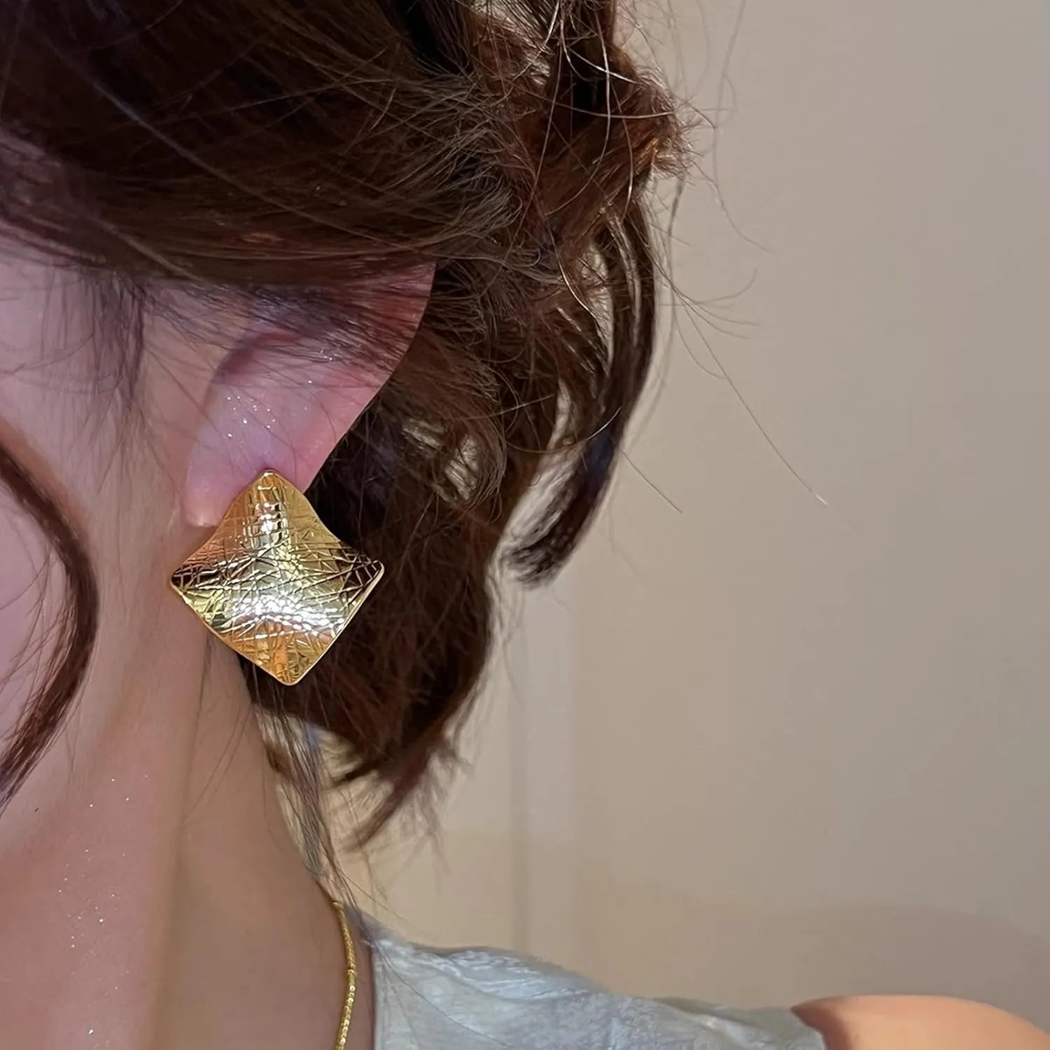 Unique Abstract Earrings For Women,Geometric Statement Stud Earring Large Hypoallergenic Earring for Gift