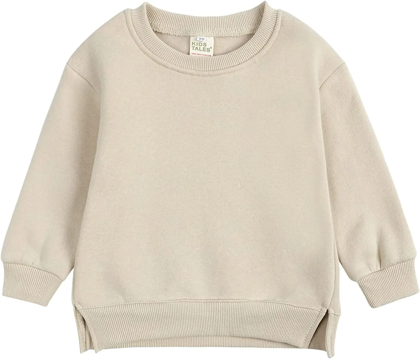 Unisex Kids Solid Fleece Tops Cotton Pullover Sweatshirt T-Shirt Toddler Crewneck Long Sleeve Sweater Blouse