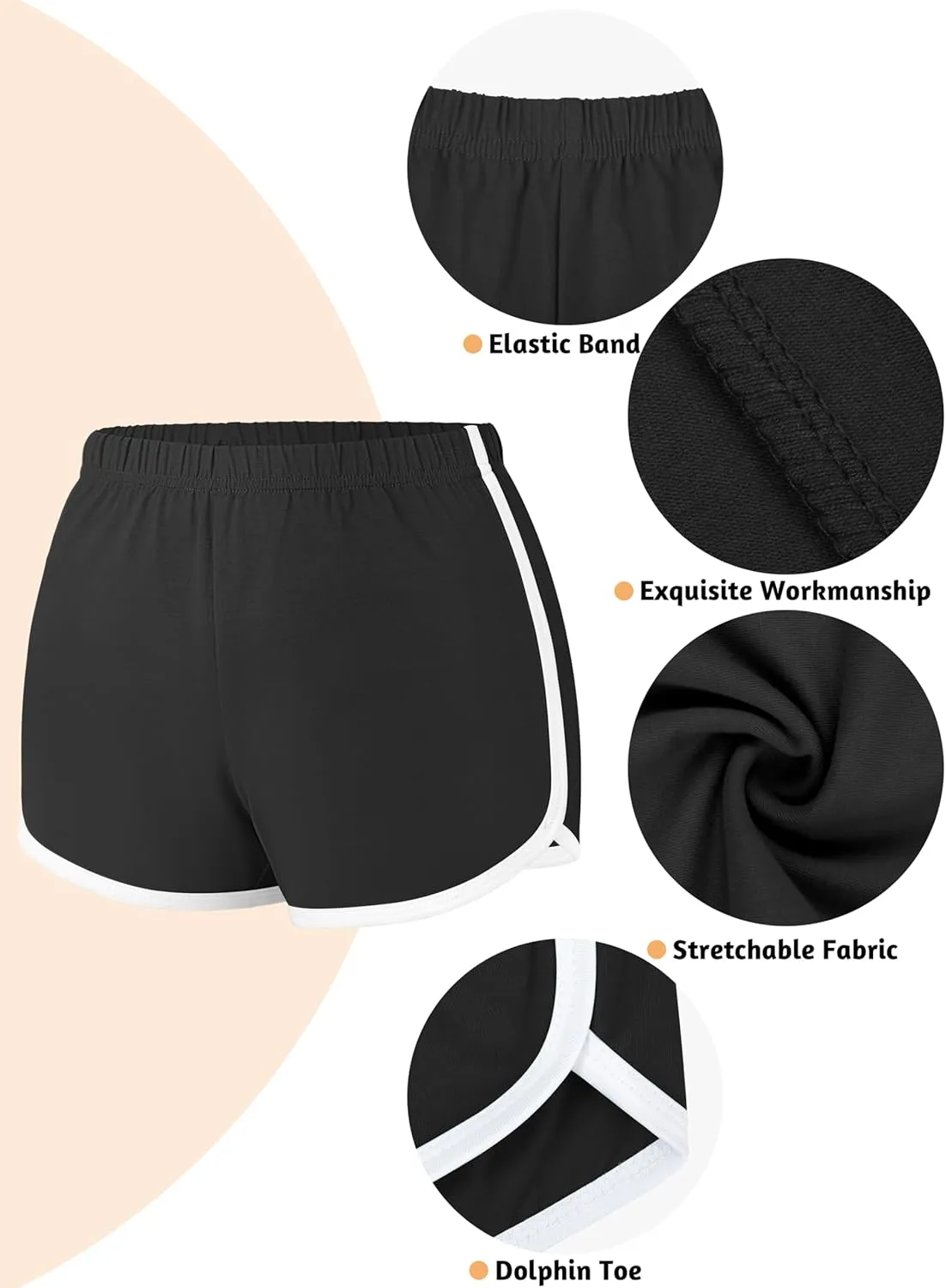 URATOT 4 Pack Yoga Short Pants Cotton Sports Shorts Gym Dance Lounge Shorts Dolphin Running Athletic Shorts for Women