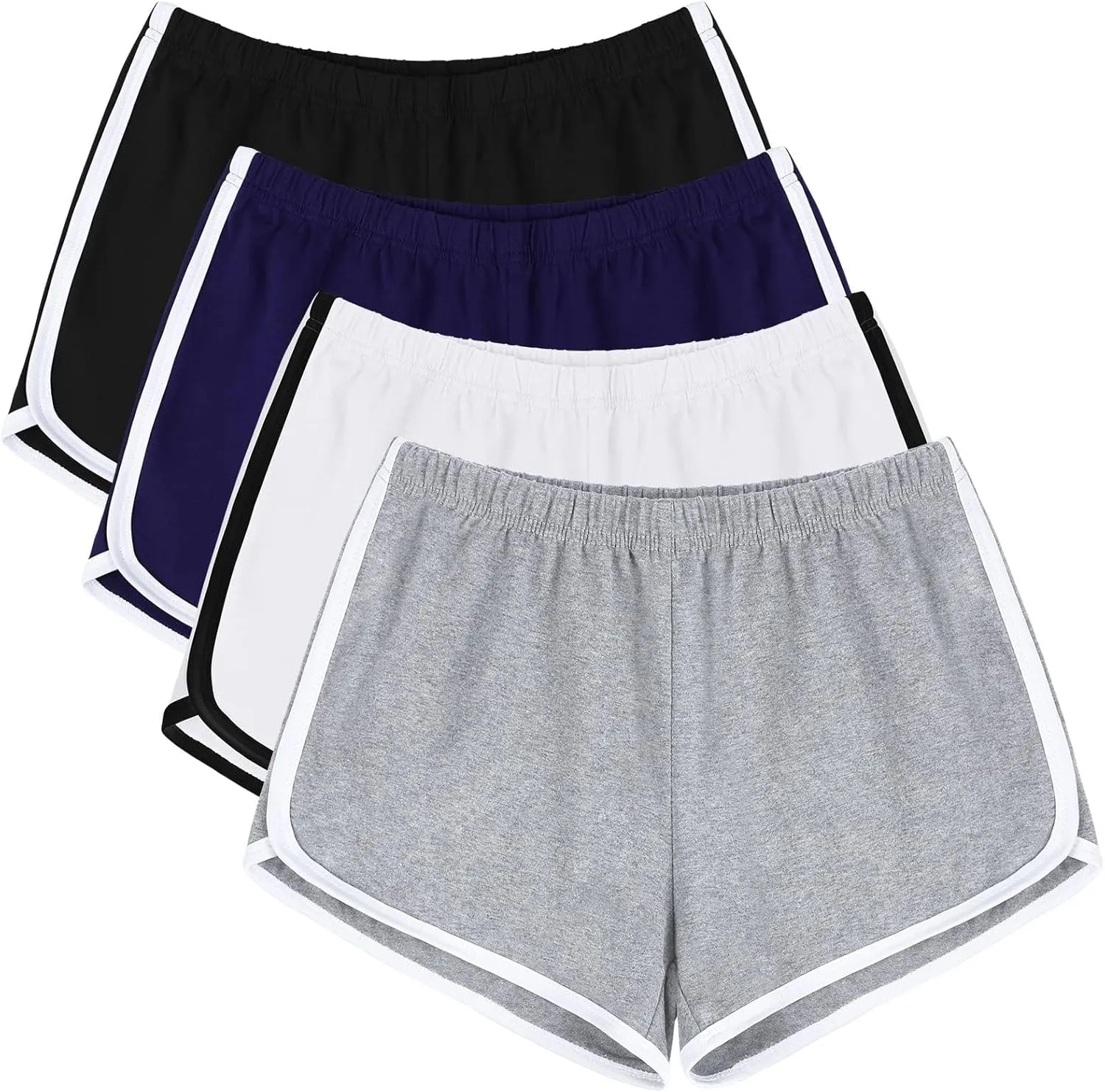 URATOT 4 Pack Yoga Short Pants Cotton Sports Shorts Gym Dance Lounge Shorts Dolphin Running Athletic Shorts for Women