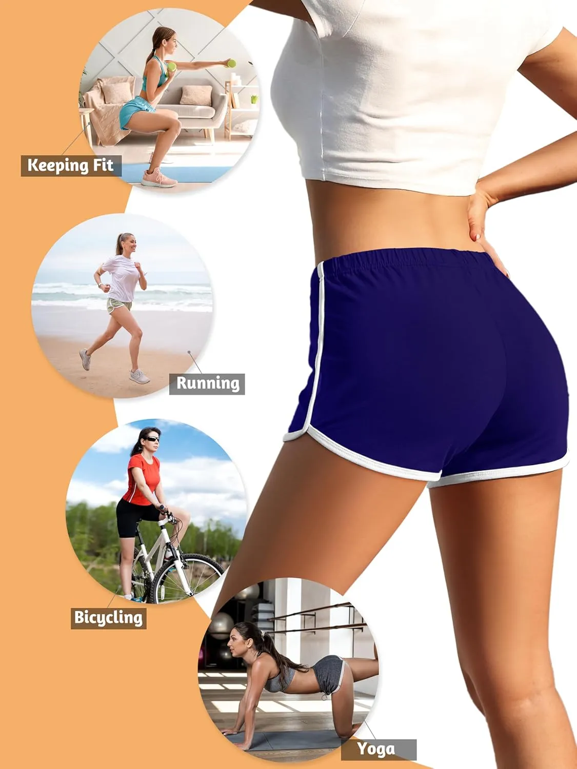 URATOT 4 Pack Yoga Short Pants Cotton Sports Shorts Gym Dance Lounge Shorts Dolphin Running Athletic Shorts for Women