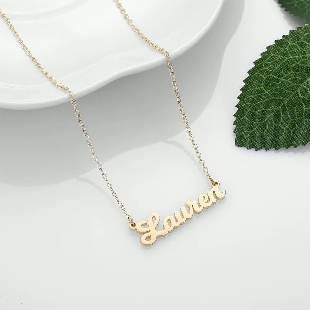 Ursteel Custom Name Necklace Personalized, 14K Gold Plated Personalized Name Necklace Dainty Name Plate Necklace Jewelry Personalized Gifts for Women