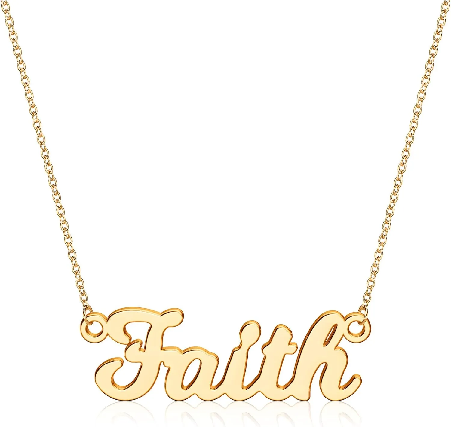 Ursteel Custom Name Necklace Personalized, 14K Gold Plated Personalized Name Necklace Dainty Name Plate Necklace Jewelry Personalized Gifts for Women