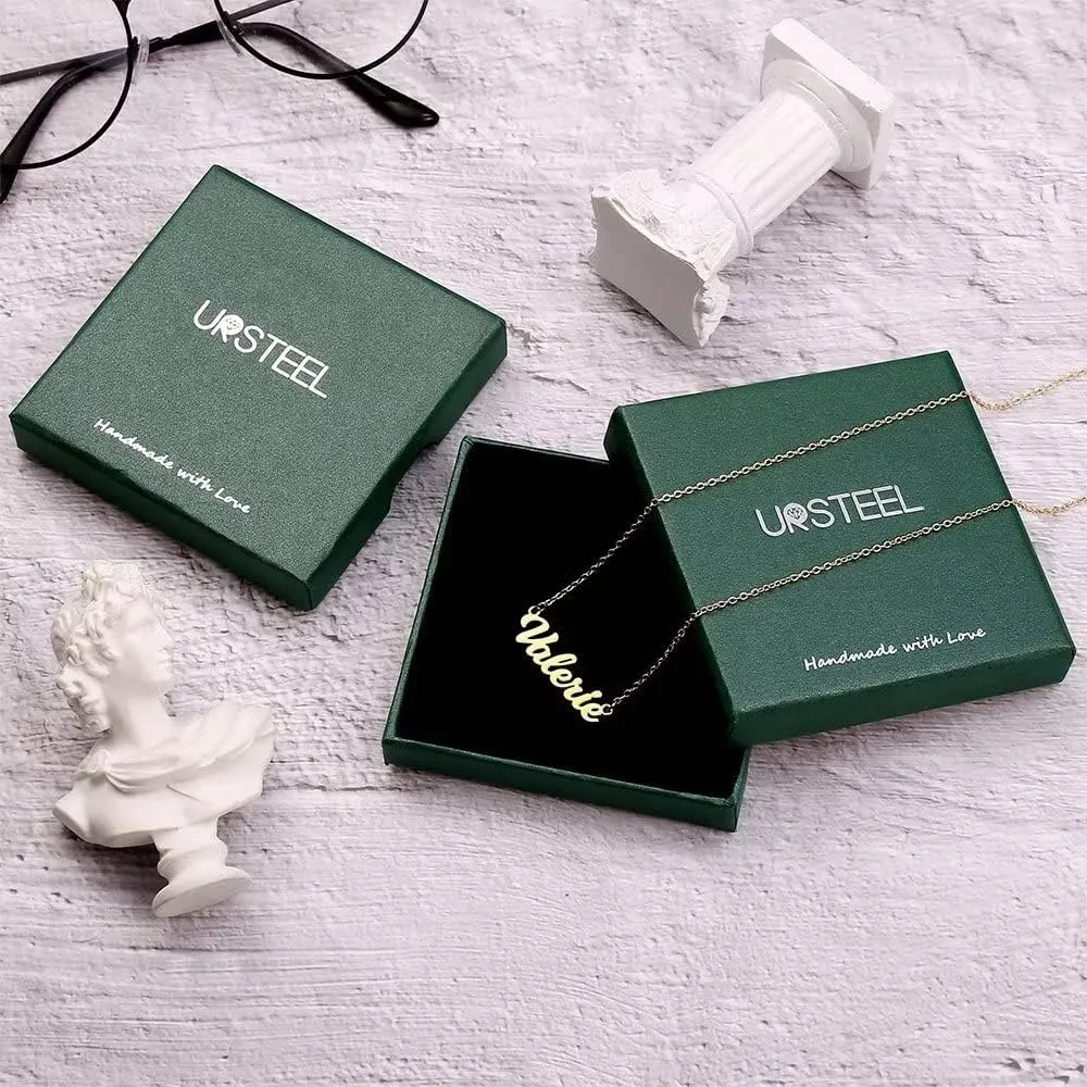 Ursteel Custom Name Necklace Personalized, 14K Gold Plated Personalized Name Necklace Dainty Name Plate Necklace Jewelry Personalized Gifts for Women