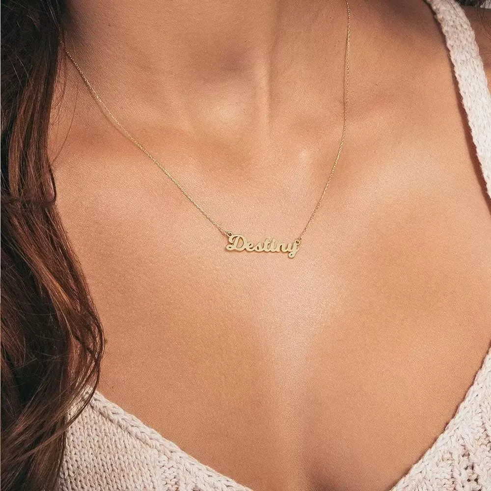 Ursteel Custom Name Necklace Personalized, 14K Gold Plated Personalized Name Necklace Dainty Name Plate Necklace Jewelry Personalized Gifts for Women