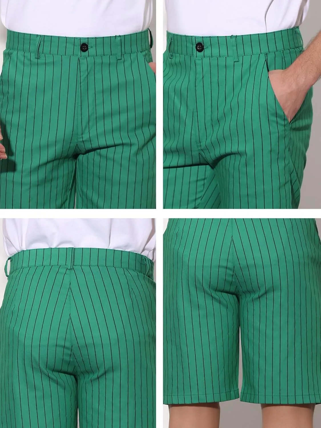uxcell Men Summer Shorts Striped Slim Fit Flat Front Walk Chino Shorts