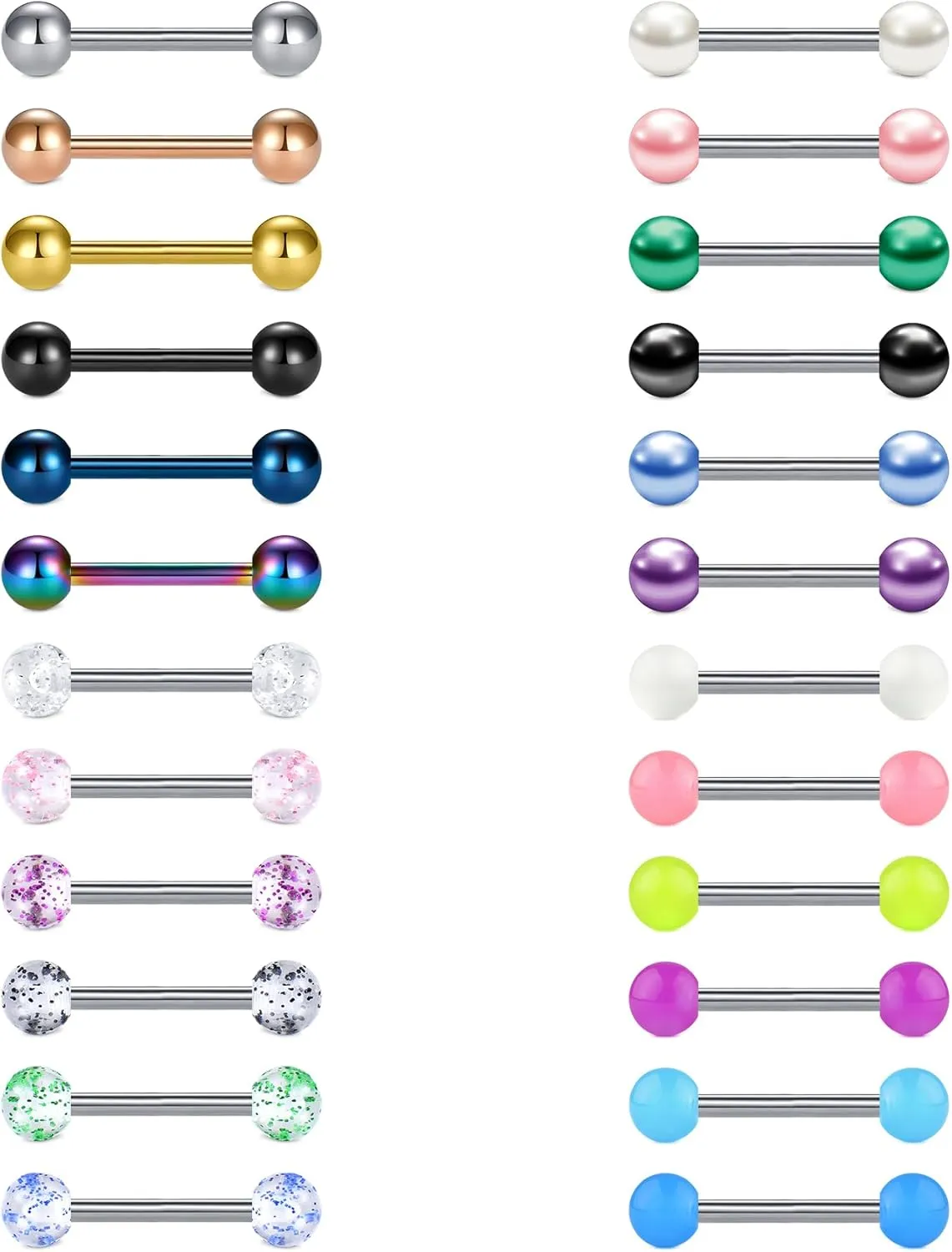 VCMART Nipple Rings Tongue Rings Stainless Steel 14G Straight Barbells Piercing Jewelry 12mm,14mm,16mm,18mm