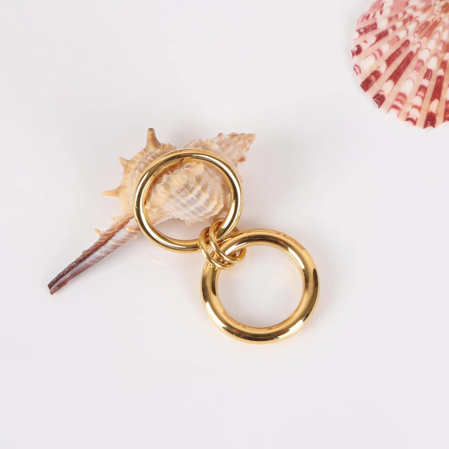 Verfimaci Dainty Stackable Rings for Women,Chunky Stackable Rings Set Non Tarnish,18K Gold Plated Multi-Link Ring Size 5-11Women Jewelry