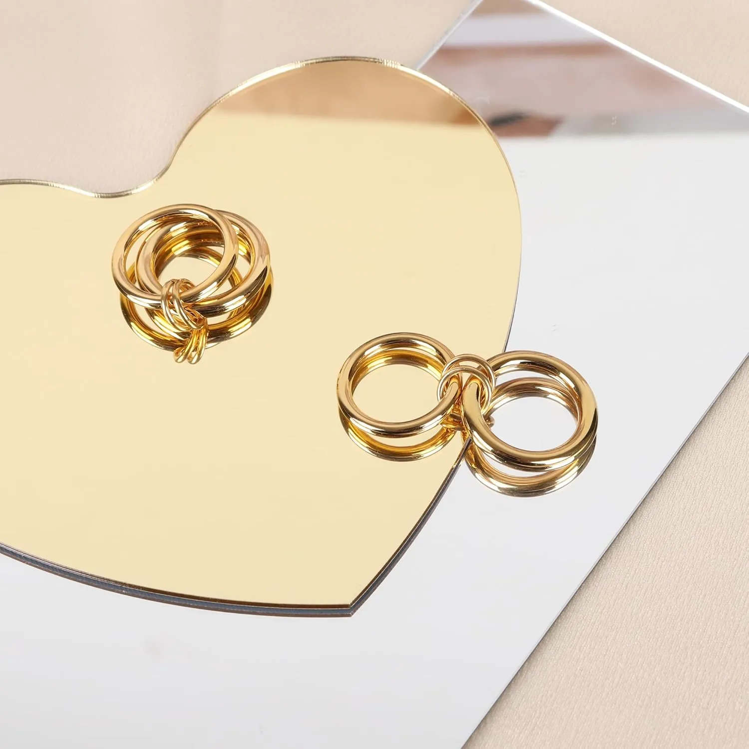 Verfimaci Dainty Stackable Rings for Women,Chunky Stackable Rings Set Non Tarnish,18K Gold Plated Multi-Link Ring Size 5-11Women Jewelry