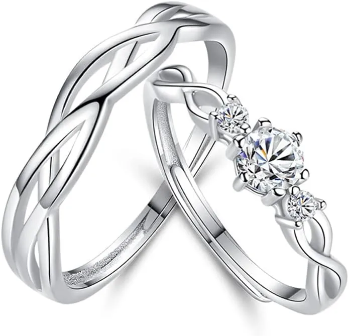 VIFE Couple Rings 925 Sterling Silver Adjustable Open fashion Rings Engagement Pair Rings Rings for Men Rings for Women Wedding Promise Engagement Anniversary Ring