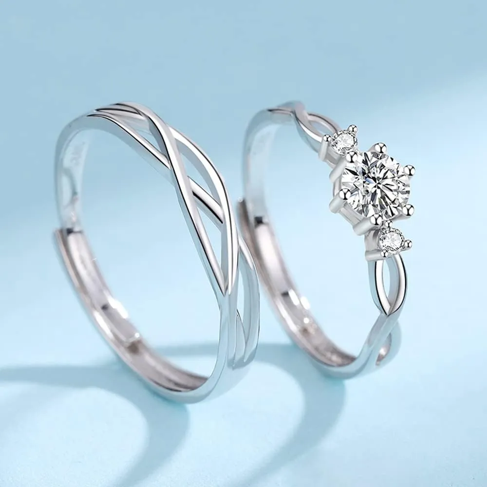 VIFE Couple Rings 925 Sterling Silver Adjustable Open fashion Rings Engagement Pair Rings Rings for Men Rings for Women Wedding Promise Engagement Anniversary Ring
