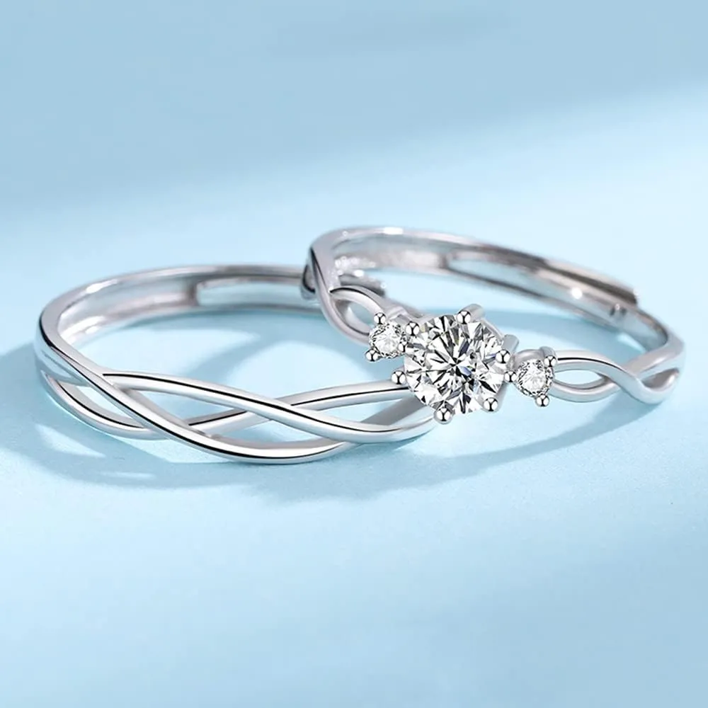 VIFE Couple Rings 925 Sterling Silver Adjustable Open fashion Rings Engagement Pair Rings Rings for Men Rings for Women Wedding Promise Engagement Anniversary Ring