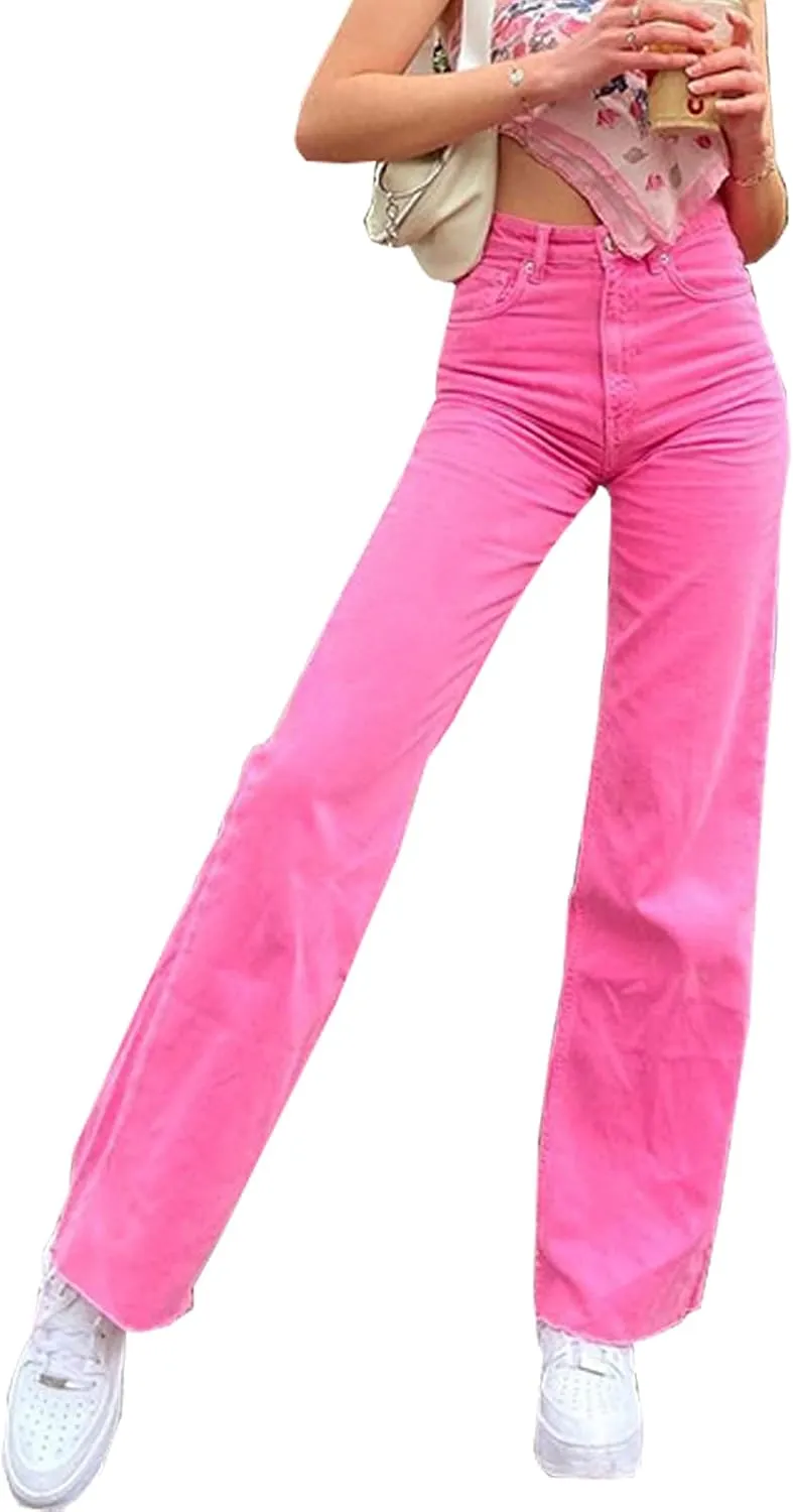 Vintage Jeans for Women Teen Girl High Waisted Relaxed Fit Straight Leg Baggy Boyfriend Jeans