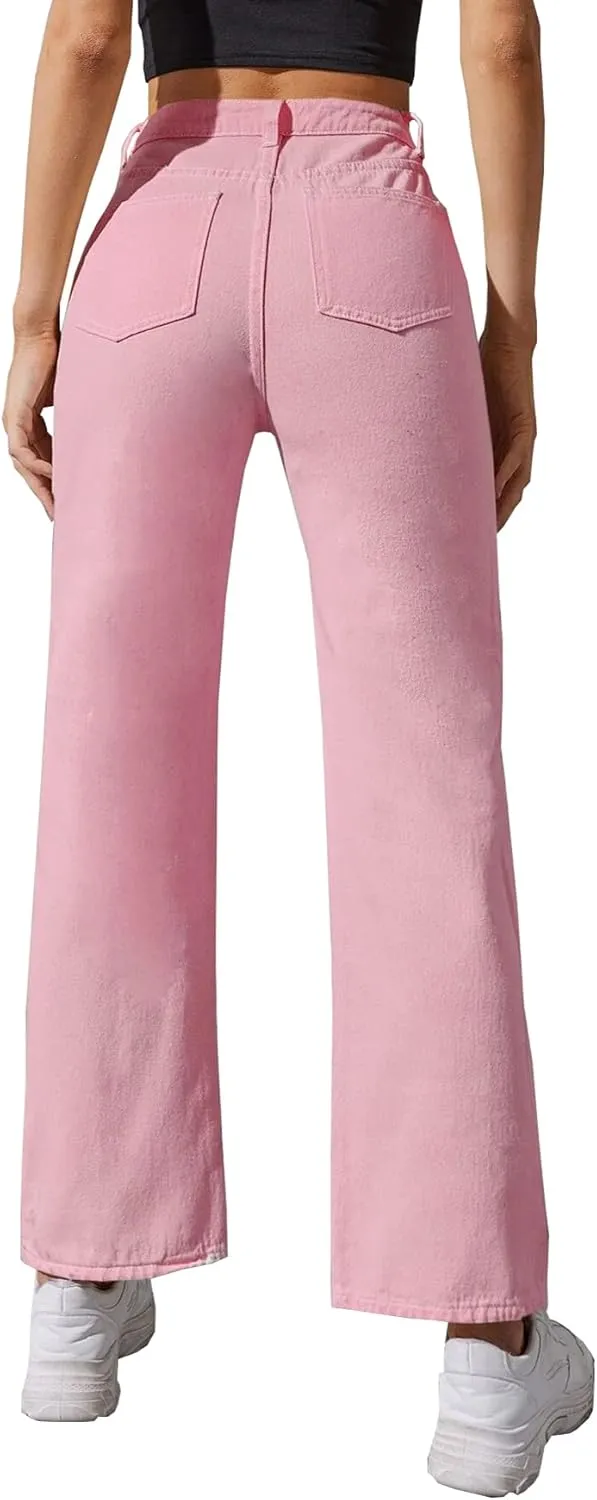 Vintage Jeans for Women Teen Girl High Waisted Relaxed Fit Straight Leg Baggy Boyfriend Jeans