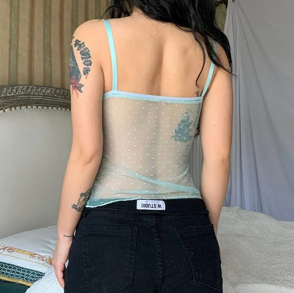 Vintage Lace Trim Crop Top for Women Y2K Spaghetti Strap Slim Fit Camis Low Cut Square Neck Tank Tops Streetwear