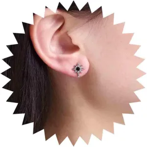 Vintage Northstar Stud Earrings Silver North Star Earrings White Crystal Star Earrings Tiny Cross Stud Earrings Jewellery for Women