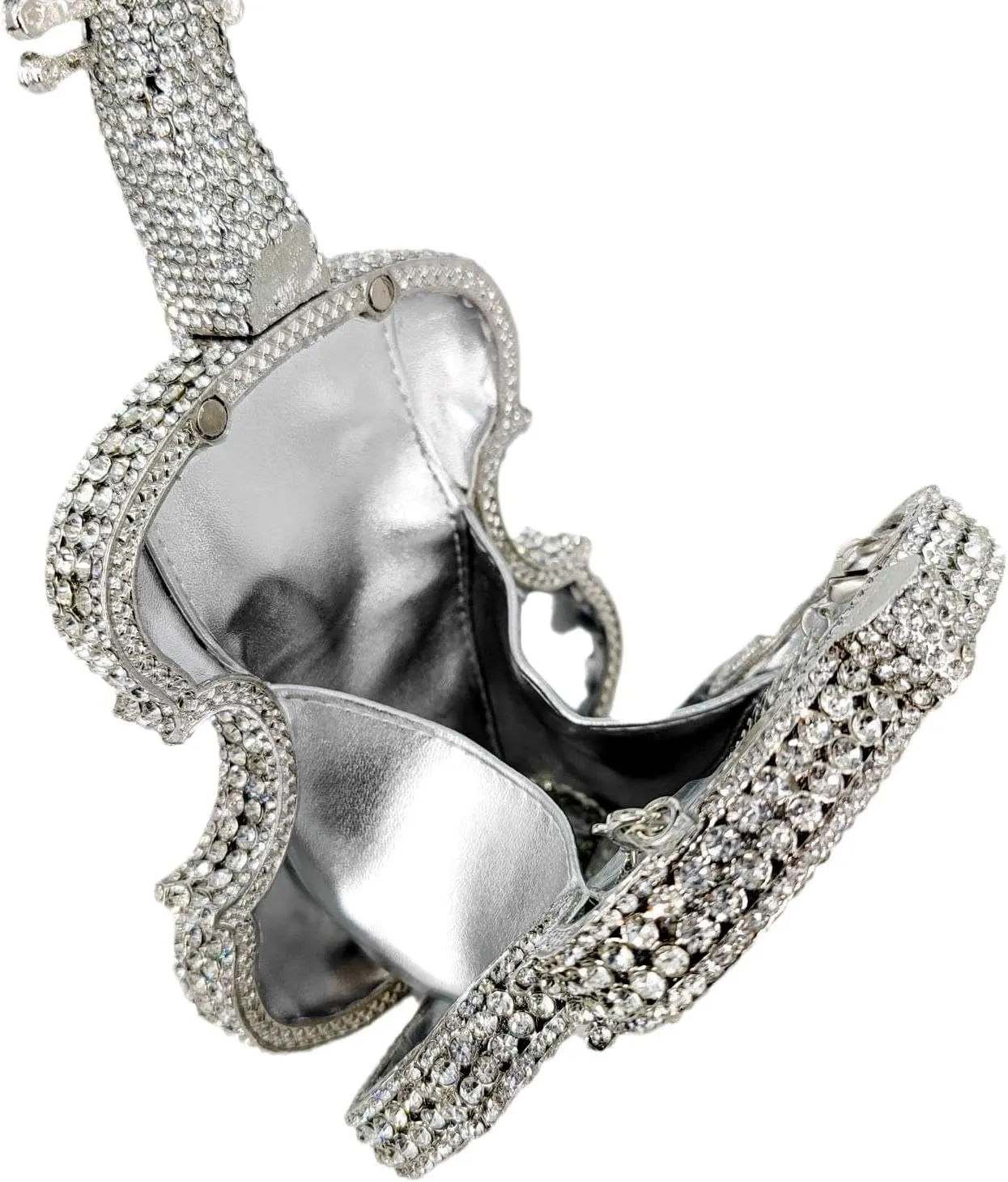 Violin Crystal Clutch Bag Women Novelty Evening Handbags Bridal Party Dinner Rhinestone Clutch Purse Wedding Bag,Mini