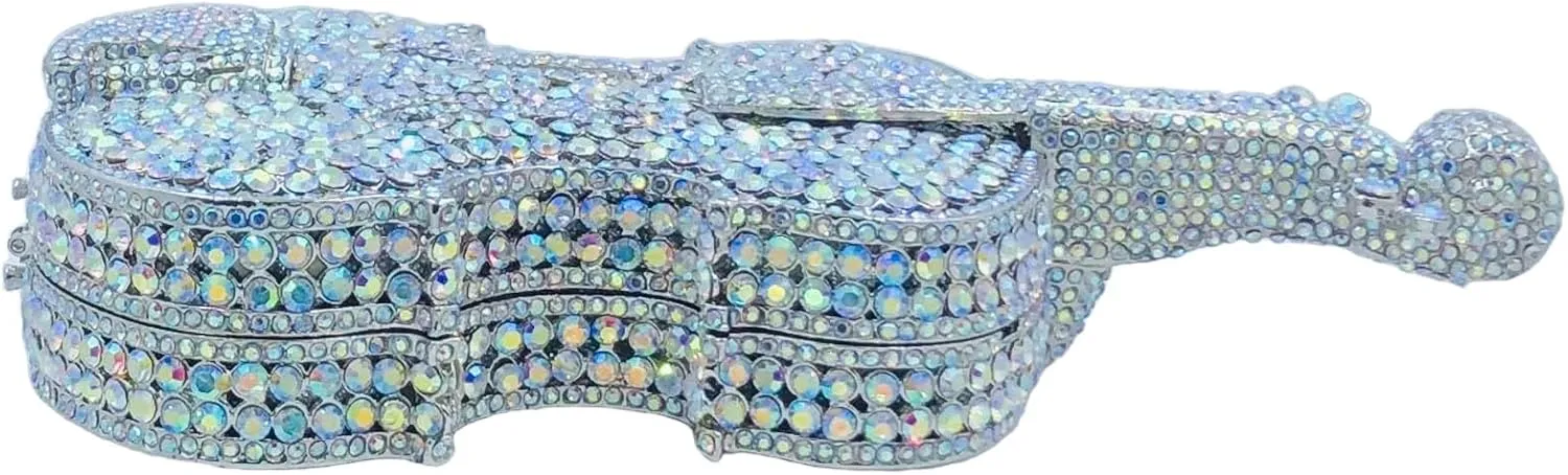 Violin Crystal Clutch Bag Women Novelty Evening Handbags Bridal Party Dinner Rhinestone Clutch Purse Wedding Bag,Mini