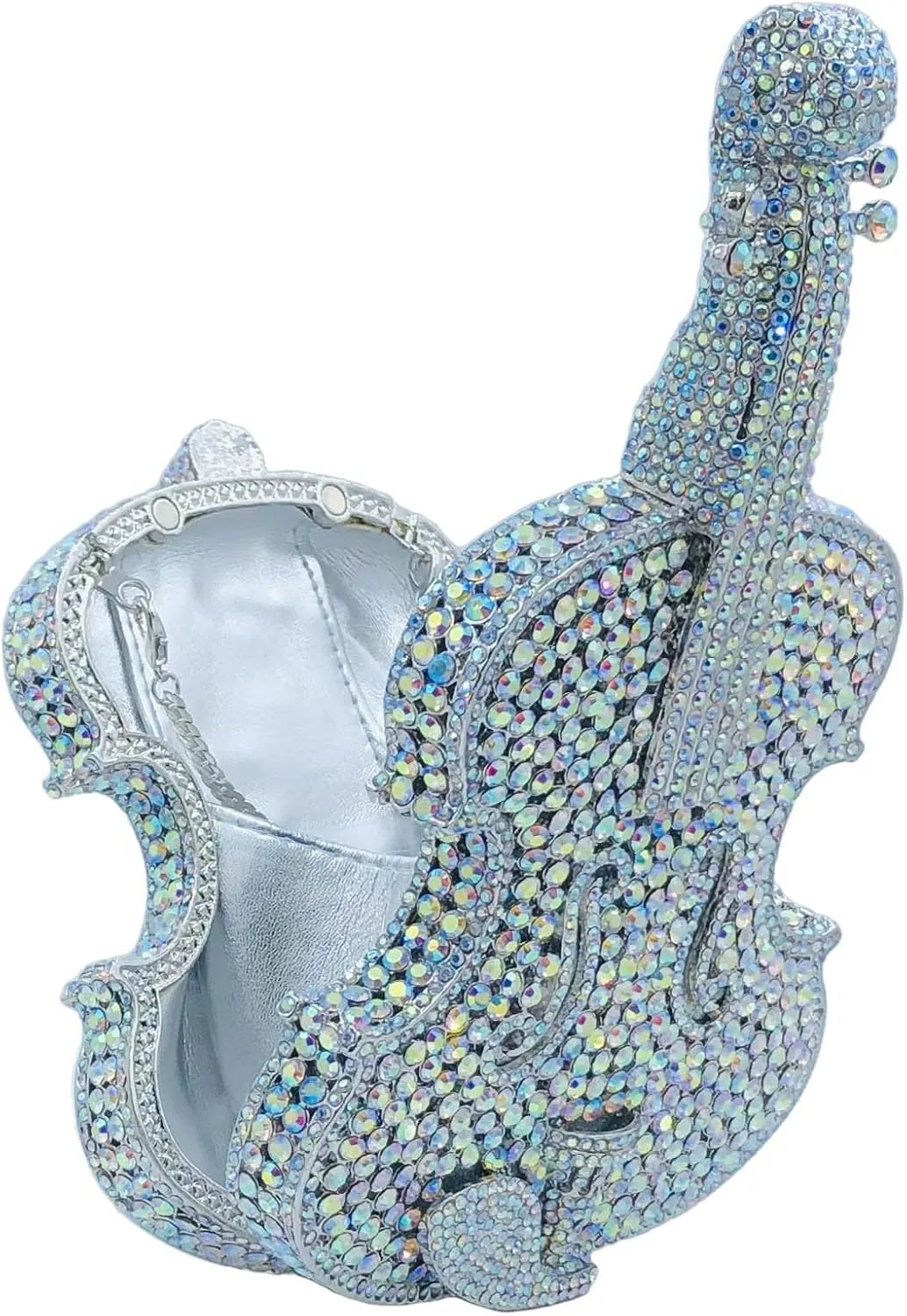 Violin Crystal Clutch Bag Women Novelty Evening Handbags Bridal Party Dinner Rhinestone Clutch Purse Wedding Bag,Mini