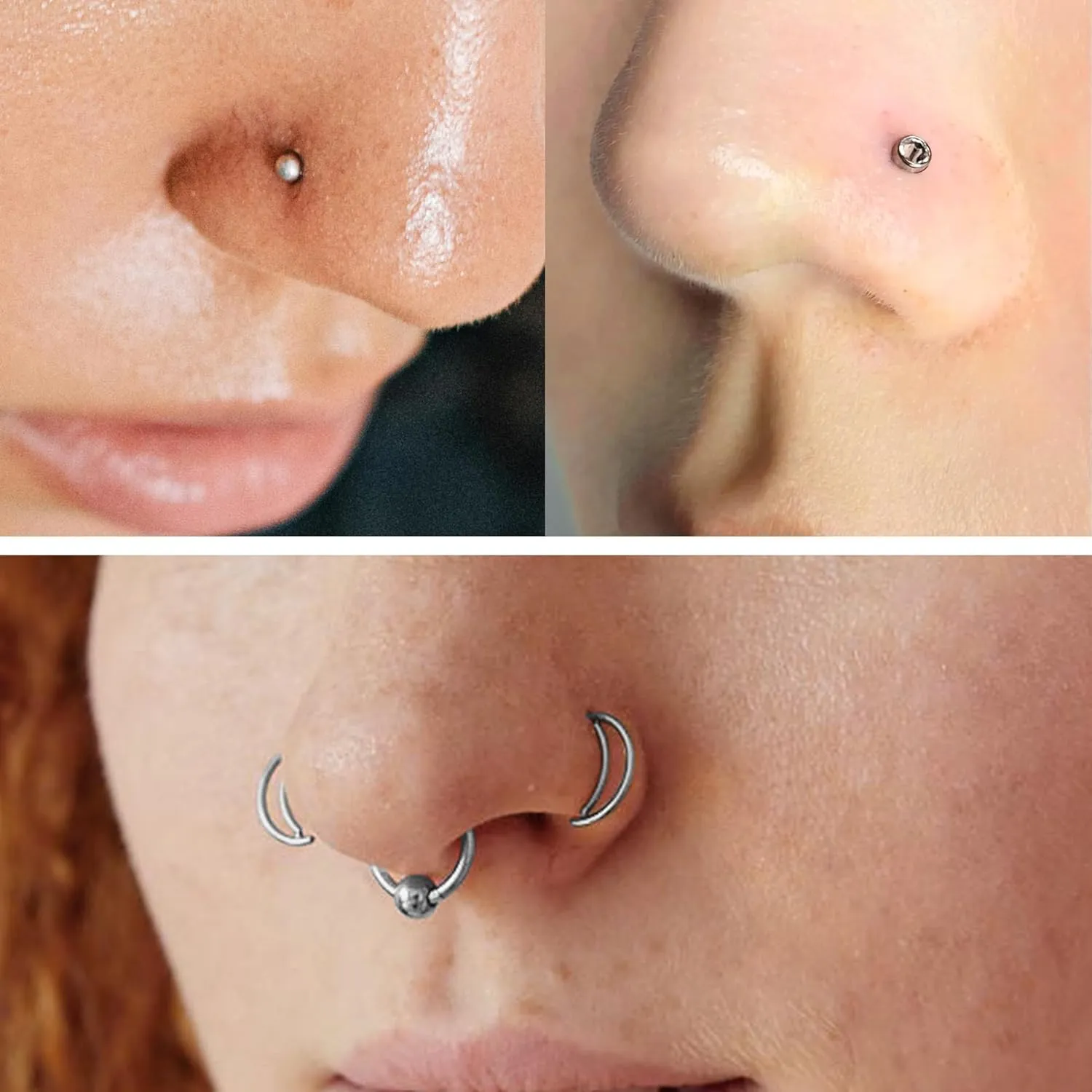 Vsnnsns 20G Nose Rings Studs Piercing Jewelry for Women 316L Surgical Stainless Steel L Shaped Corkscrew Straight Butterfly Heart Diamond CZ Hoop Nose Rings Studs Nostril Piercing Jewelry Silver Gold