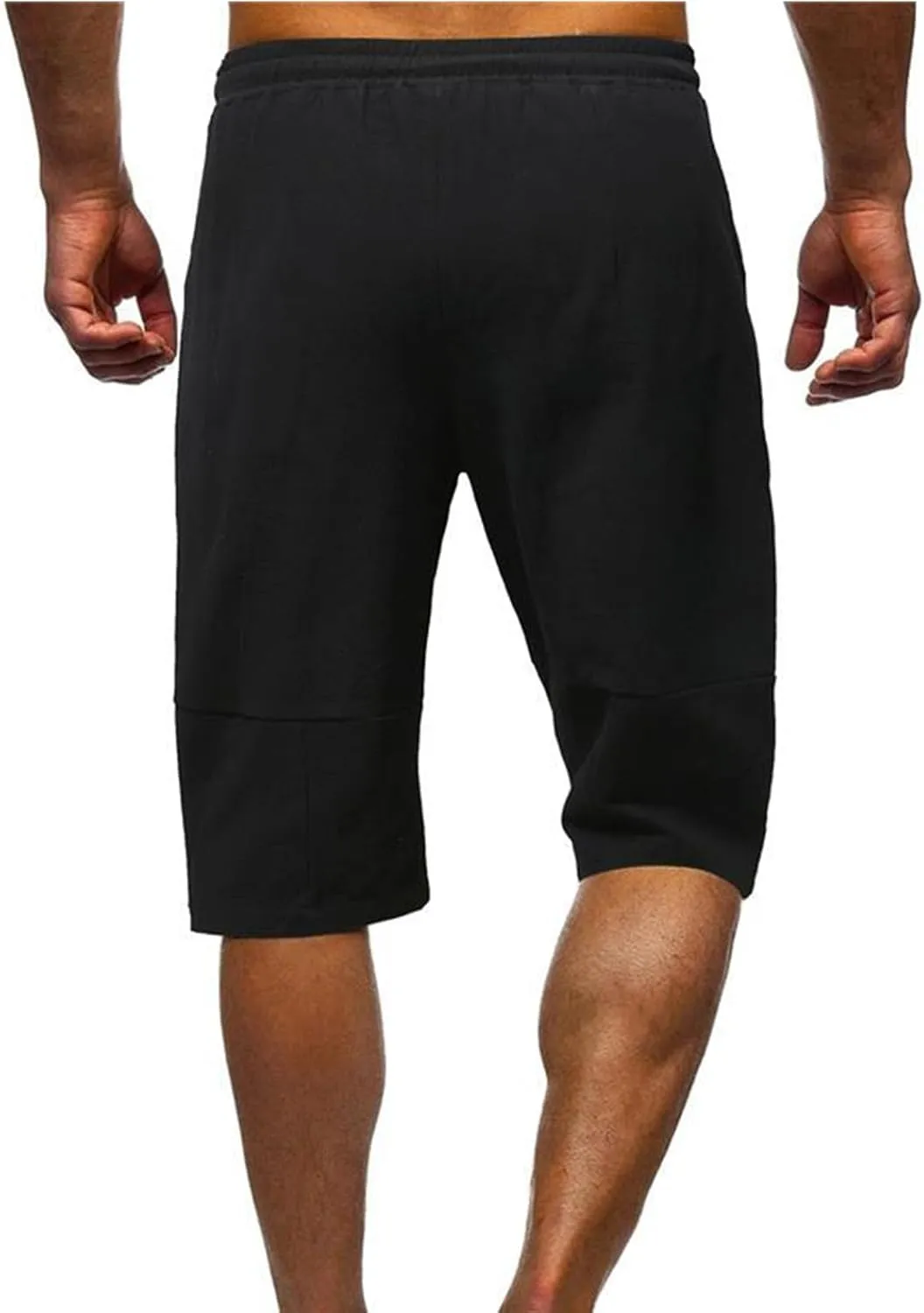 Wankang Mens Cotton Linen Shorts Summer Casual Elastic Waist Drawstring Vacation Beach Shorts Slim Fit Hawaii Shorts for Men