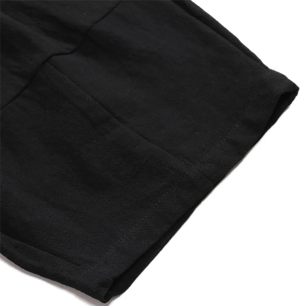 Wankang Mens Cotton Linen Shorts Summer Casual Elastic Waist Drawstring Vacation Beach Shorts Slim Fit Hawaii Shorts for Men