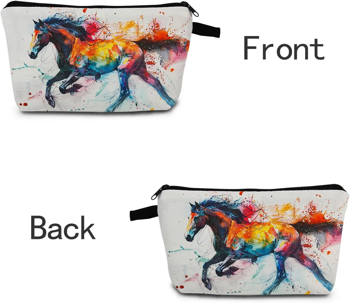 Watercolor Horse Print Women's Makeup Bag Daily Commute Cosmetics Storage Pouch Beach Travel Fashion Toothbrush Bag