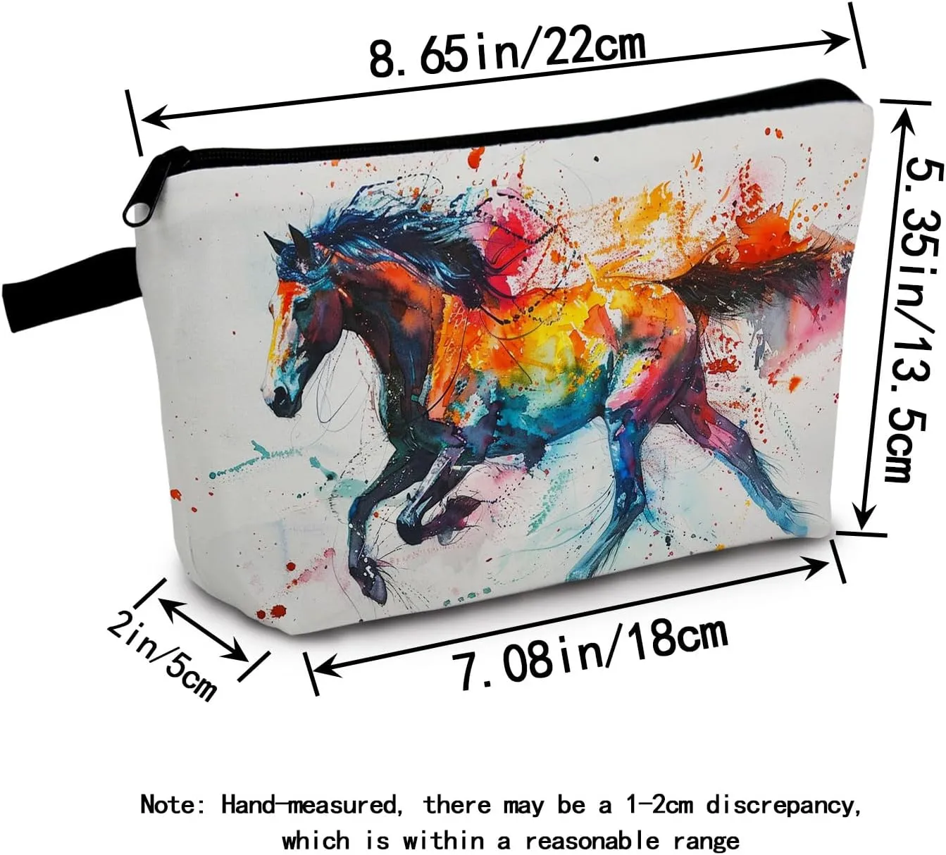 Watercolor Horse Print Women's Makeup Bag Daily Commute Cosmetics Storage Pouch Beach Travel Fashion Toothbrush Bag