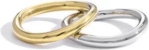 Waterproof Ring Set Gold Stackable Rings for Women Non Tarnish - Silver Gold Wave Dainty Ring Band - Water Resistant Never Fades Two-Toned Stacking Ring