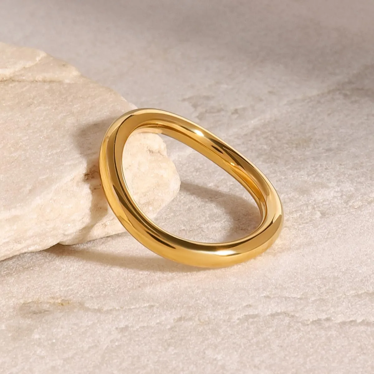 Waterproof Ring Set Gold Stackable Rings for Women Non Tarnish - Silver Gold Wave Dainty Ring Band - Water Resistant Never Fades Two-Toned Stacking Ring