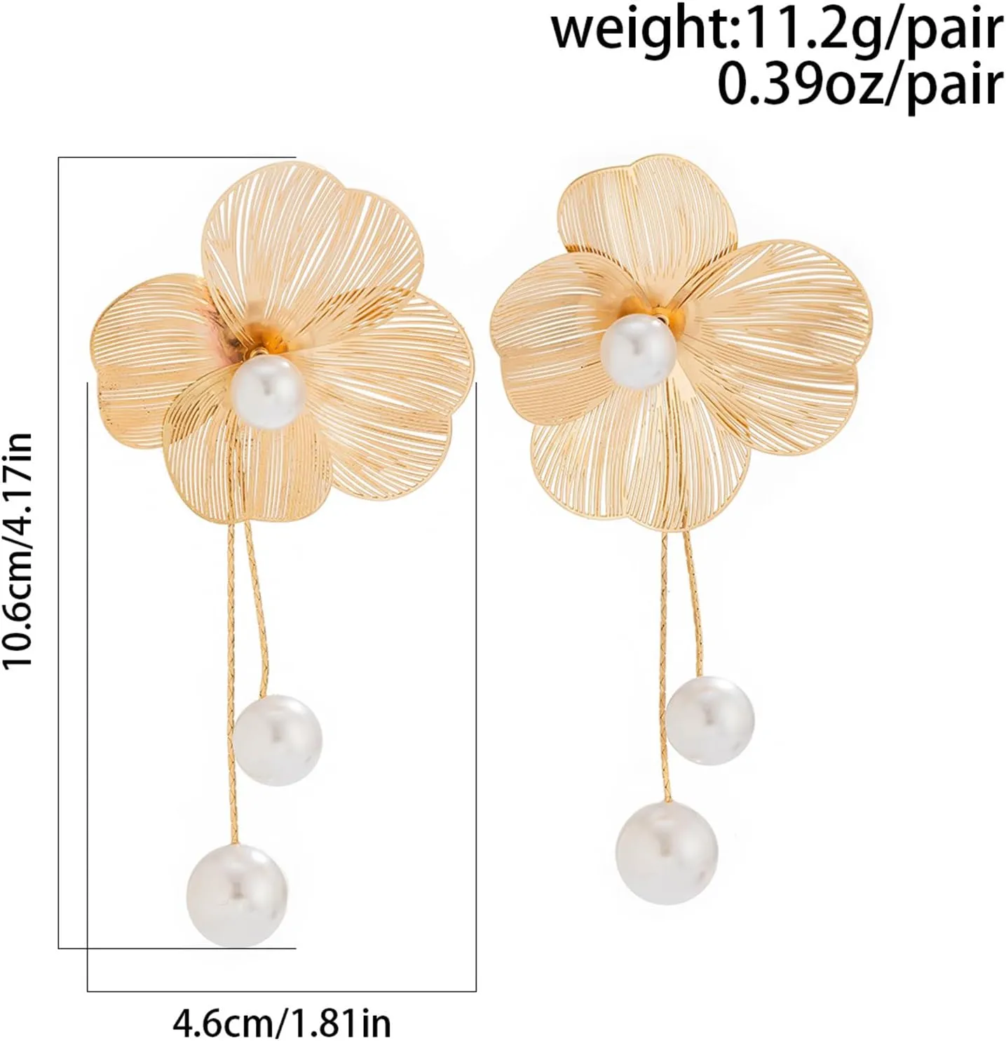 WCRAZYE Gold Flower Earrings for Women Exaggerated Flower Statement Earrings Large Metal Flower Earrings Bohemian Gold Elegant Flower Fashion Dangle Earring Chunky Floral Petal Earrings Trendy Jewelry