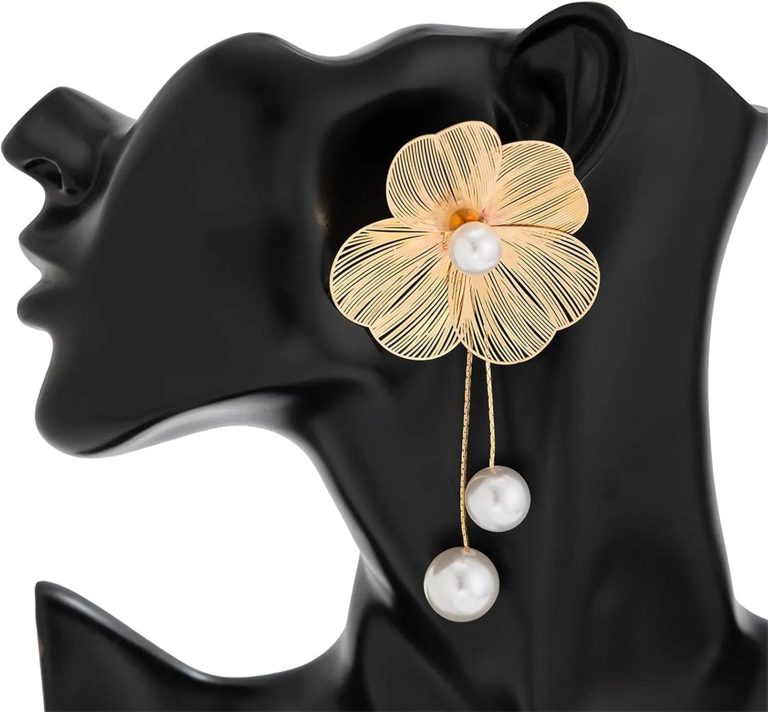 WCRAZYE Gold Flower Earrings for Women Exaggerated Flower Statement Earrings Large Metal Flower Earrings Bohemian Gold Elegant Flower Fashion Dangle Earring Chunky Floral Petal Earrings Trendy Jewelry