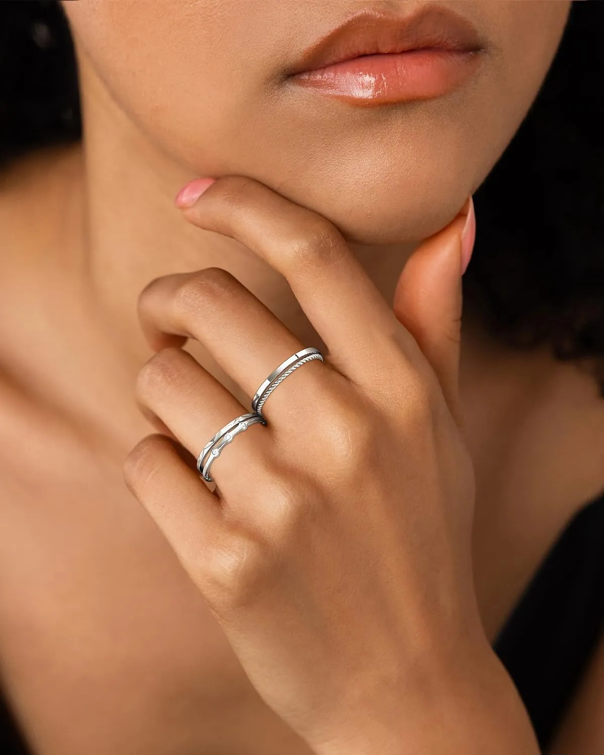 WEDDINEN S925 Sterling Silver Gold Rings for Women Non Tarnish, 4PC Stackable 18K Gold Plated Thin Thumb Ring Set Cubic Zirconia Dainty Stack Gold Knuckle Rings Set Size 6-10