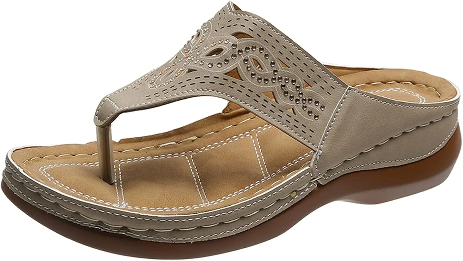 Wedge Sandals for Women Shoes Orthopedic Sandals with Arch Support Fashion Thong Slides Open Toe Flip Flops Slip on Shoes