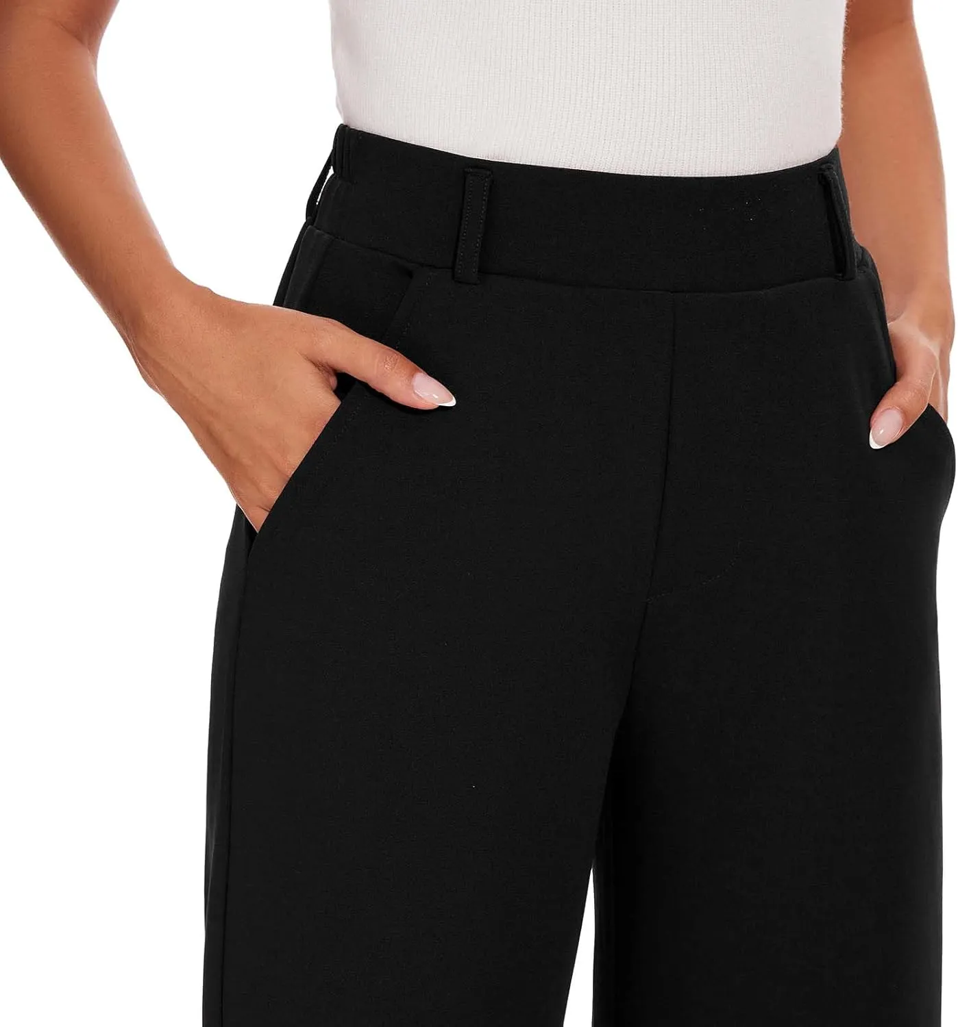Wide Leg Dress Pants High Waisted Trousers Business Casual Work Pants with Pockets Women's Slacks for Office