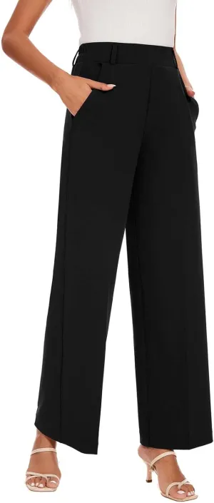 Wide Leg Dress Pants High Waisted Trousers Business Casual Work Pants with Pockets Women's Slacks for Office