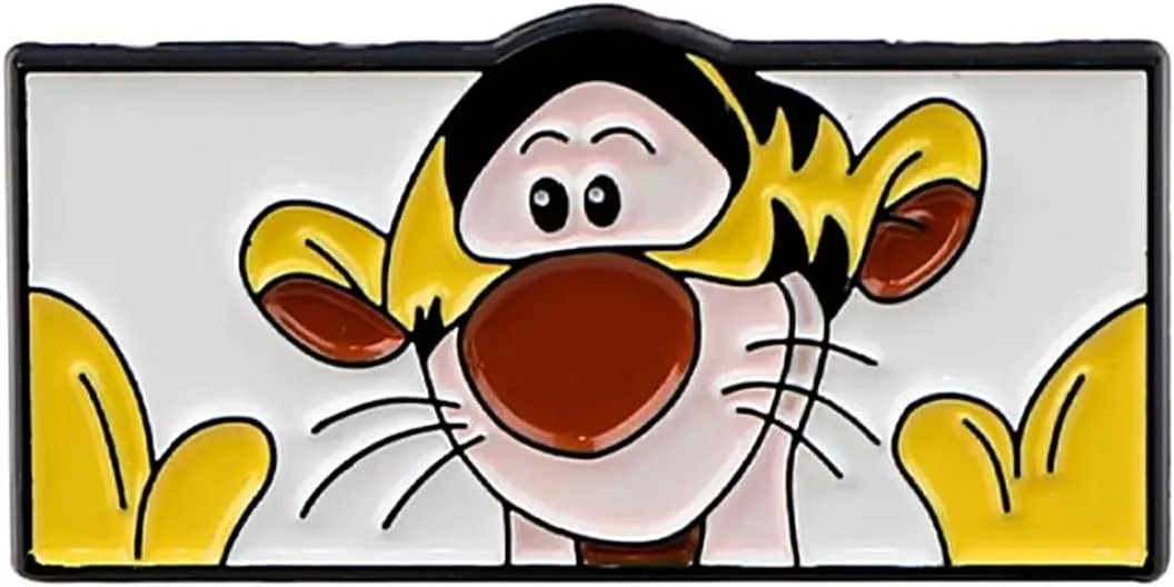 Winnie Pooh Tigger Face Square 1.25 Inches Wide Metal Enamel Pin