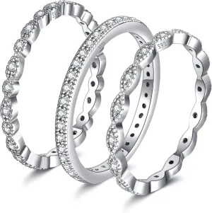 Women 925 Sterling Silver Rings, Stackable Wedding Bands Rings for Women, Women's Eternity Rings, Marquise CZ Promise Rings for Her Size 5-10