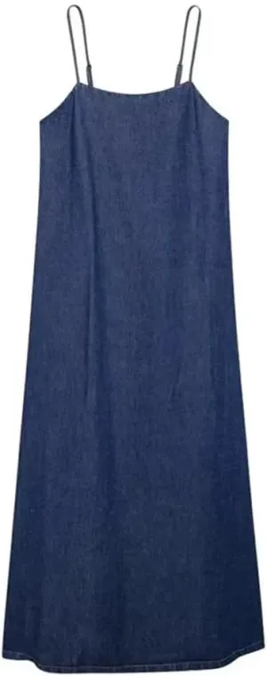Women Denim Strapless Open Back Maxi Sleeveless Holiday Style Beach Vestidos Jeans Dress