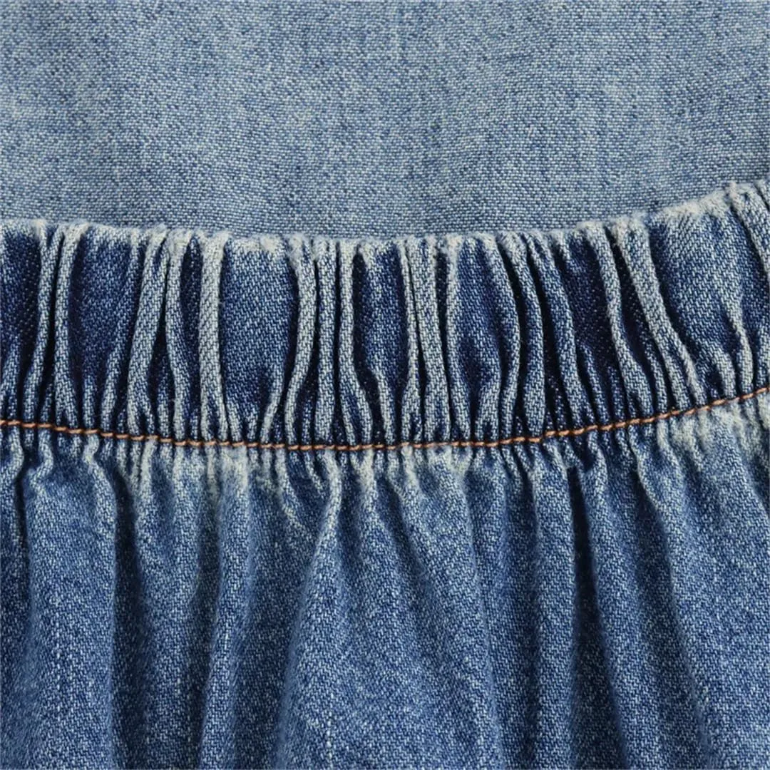 Women Denim Strapless Open Back Maxi Sleeveless Holiday Style Beach Vestidos Jeans Dress