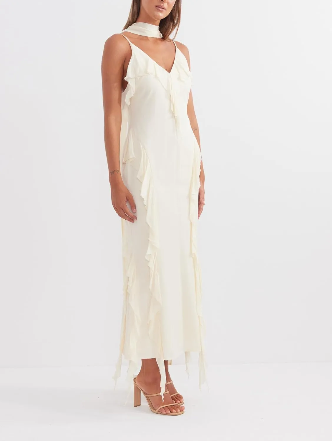 Women Formal Strapless Maxi Scarf Dress Y2k Summer Satin Prom Long Tube Dress Floral Ruffle Cocktail Beach Sundress