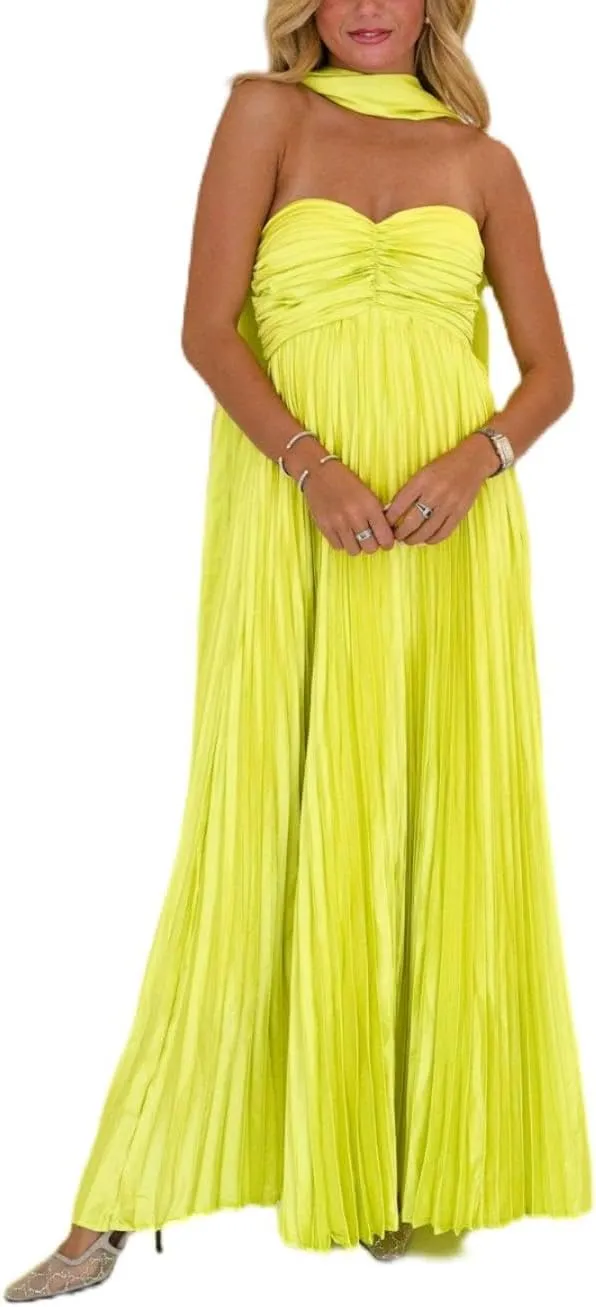 Women Formal Strapless Maxi Scarf Dress Y2k Summer Satin Prom Long Tube Dress Floral Ruffle Cocktail Beach Sundress