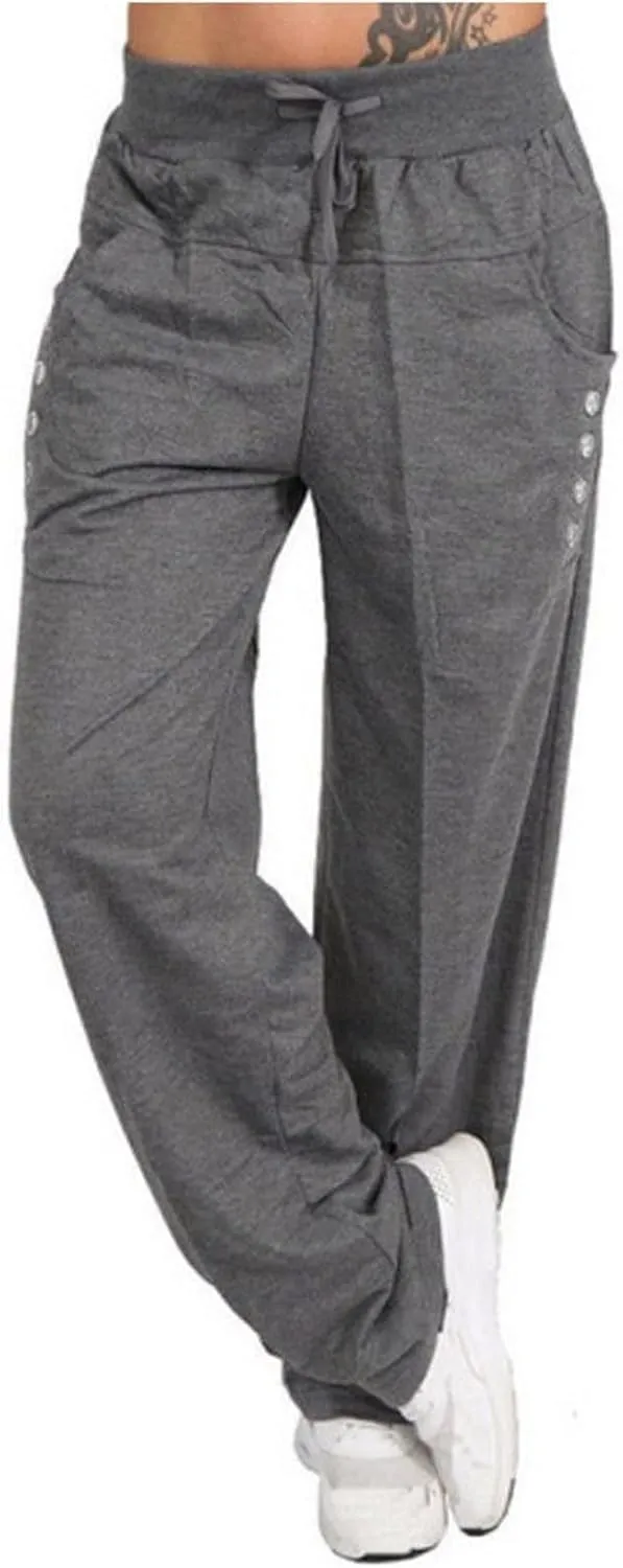 Women High Waist Wide Leg Pants Fashion Drawstring Elastic Beach Trousers Summer Comfy Straight Leg Long Pants Pockets