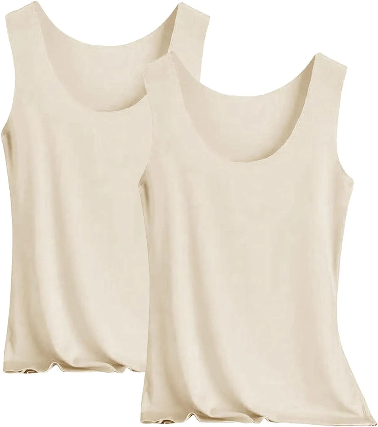 Women Ice Silk Tank Tops 3 Pack Basic Seamless Sleeveless Round Neck Undershirt Summer Casual Camisole Tank Top
