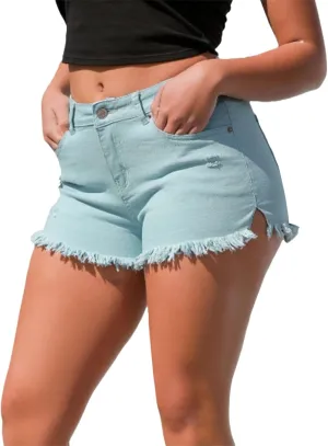 Women Jean Shorts High Waisted Distressed Stretchy Denim Shorts for Women Ripped Tassel Frayed Summer Casual Cut Off Shorts