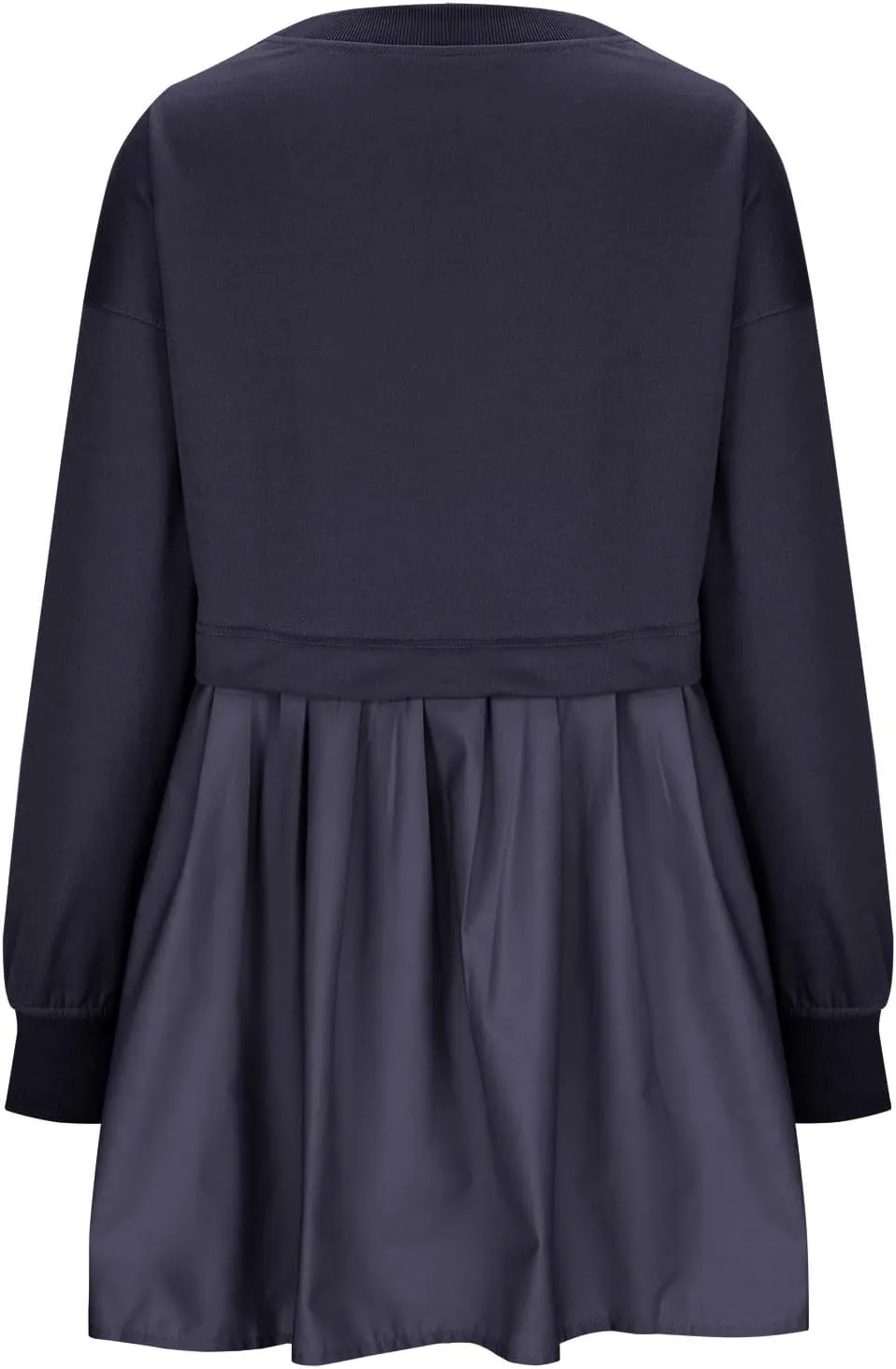Women Oversized Sweatshirts Dress Long Sleeve Crewneck Patchwork Pleated Pullover Top Mini Dress Fall Outfits 2024