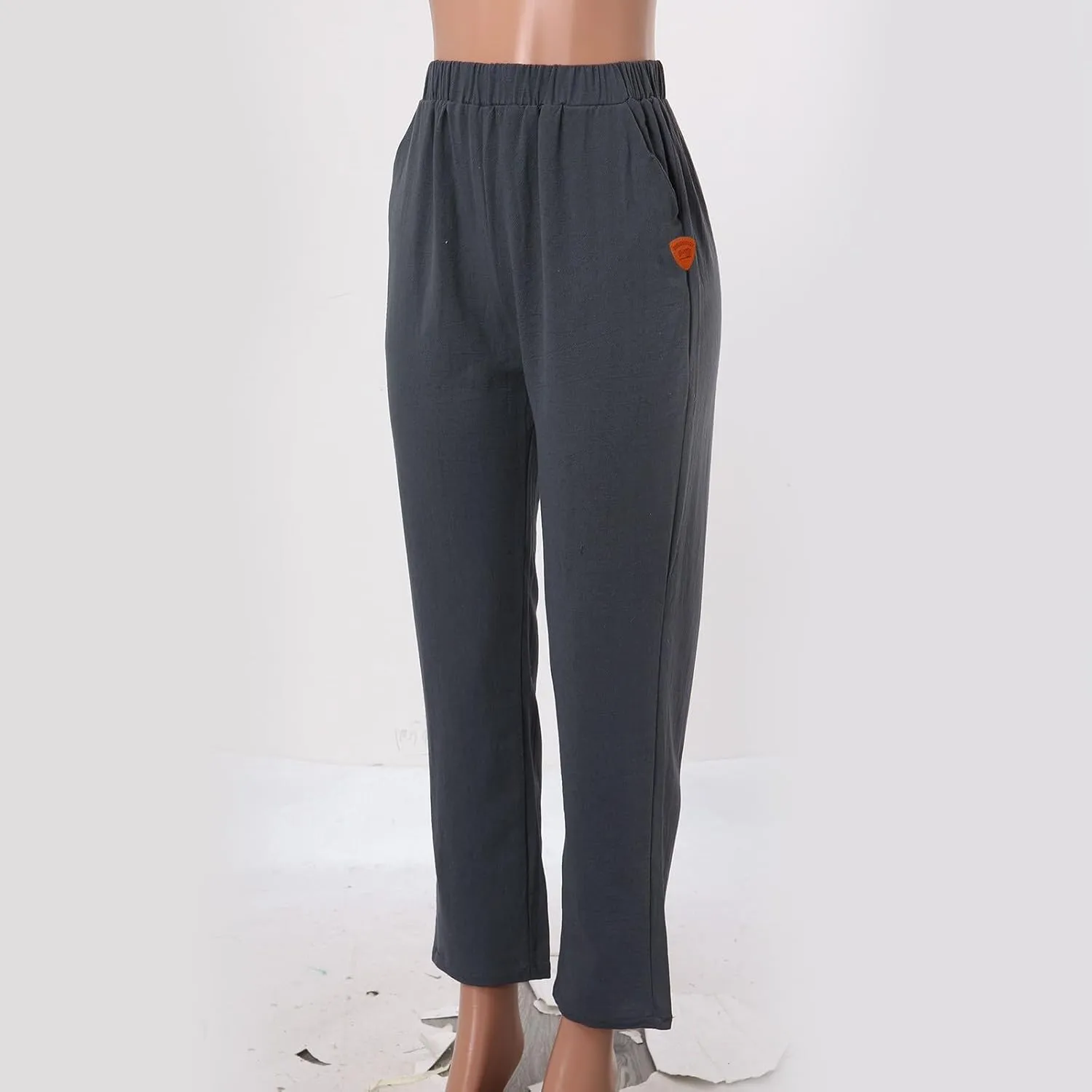 Women Summer Linen Pants High Waisted Relaxed Fit Casual Long Trousers 2025 Beach Slacks with Pockets