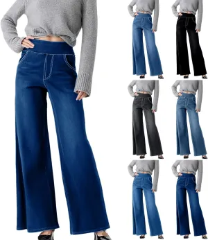 Women Sweatpant Jeans Sweatpants That Look Like Jeans High Waisted Stretchy Pull On Wide Leg Jean